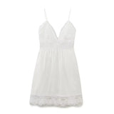 Vsmme Spring Outfit Korean style Summer New Lace Dress Women White Casual Chic Sexy Backless Crochet Embroidery Decoration Short Sling Dress