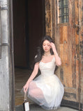 Vsmme Elegant Sweet Lace Formal Prom Dresses Women 2024 Summer Wedding Party Bridesmaid Clothes Korean Style Evening Midi Dress Female
