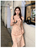 Vsmme Spring Outfit Korean style Summer New Women Elegent Slim Party Ruffles Dress Female Fashion Vintage Clothes Vestidos Dress