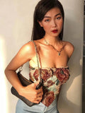 Vsmme Summer Sexy Off-Shoulder Tube Tops 2024 New Strapless Backless Printed Tank Top Vest Vintage Corset Camis Party Clubwear