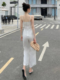 Vsmme Spring Outfit Lace Splicing Jumpsuit Women 2024 Summer New Women's Suspender High Waist White Wide Leg Pants Elegant Evening Party Chic