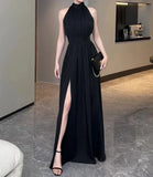 Vsmme 2024 Spring and Summer outfitSexy Party Sleeveless Black Midi Dresses for Women Summer Korea Elegant Evening Prom Female Clothes Casual Chiffon Dress