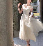 Vsmme Elegant Sweet Lace Formal Prom Dresses Women 2024 Summer Wedding Party Bridesmaid Clothes Korean Style Evening Midi Dress Female