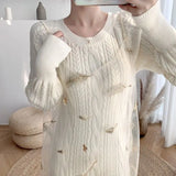 Vsmme Spring Outfit Korean Slim Knit Sweater Dress Women Knitted Mesh Spaghetti Strap Dress Female Long Sleeve Winter Autumn Dress